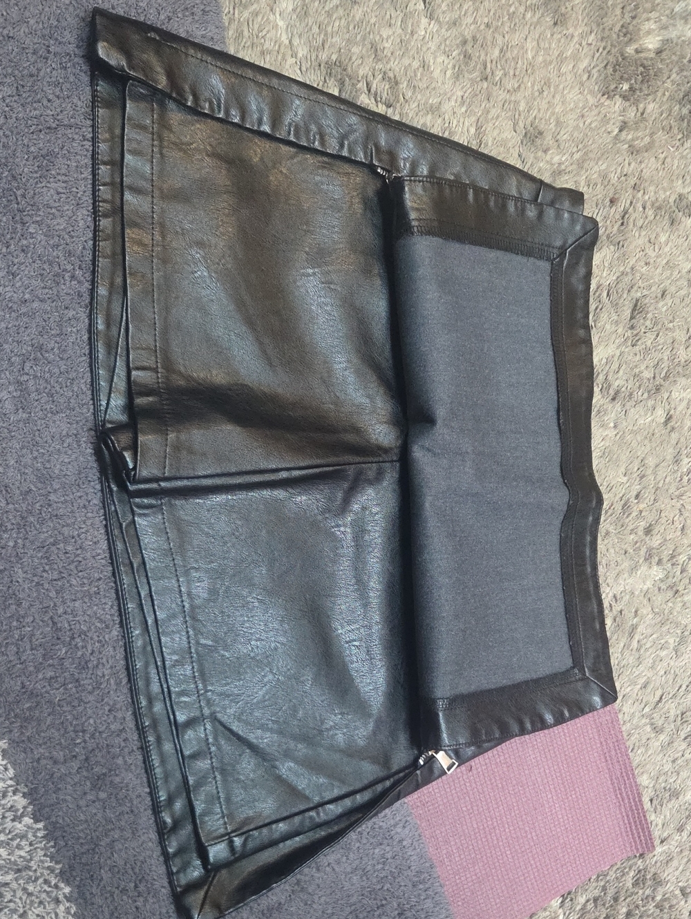 Black Faux Leather Zip-Pocket Mini Skort (12-16) - Picture 7 of 7